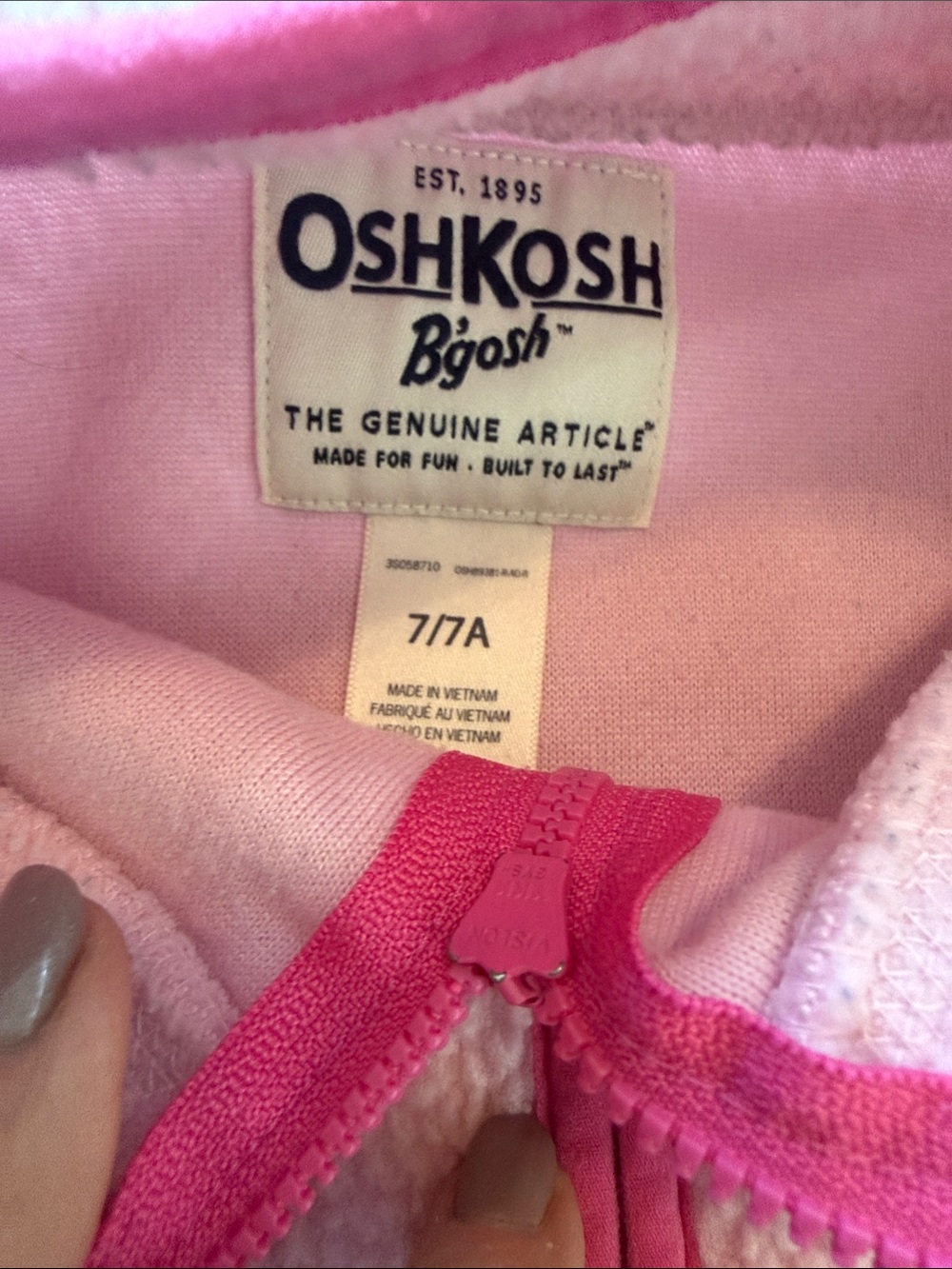 OshKosh B'gosh Pink Sherpa Zip Hoodie with Heart Trim - Picture 2 of 2